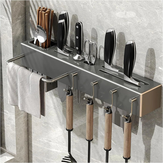 Suporte Multiuso para Talheres e Facas em Aço Inox